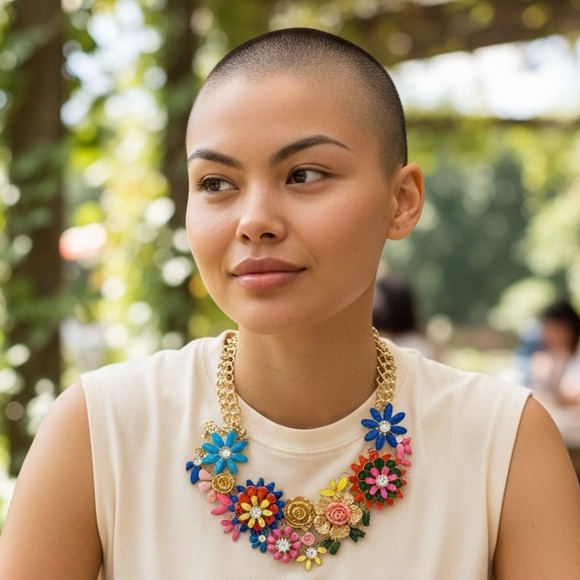 Not sure Jewelry - Vibrant Floral Necklace with Gold Chain